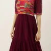 Multicolored N Burgundy Georgette Gathers Dress After Six Wear 2 Multicolored N Burgundy Georgette Gathers Dress After Six Wear -Sari Grace Shop Multicolored N Burgundy Geogette Gathers Dress DRBS02105359 l