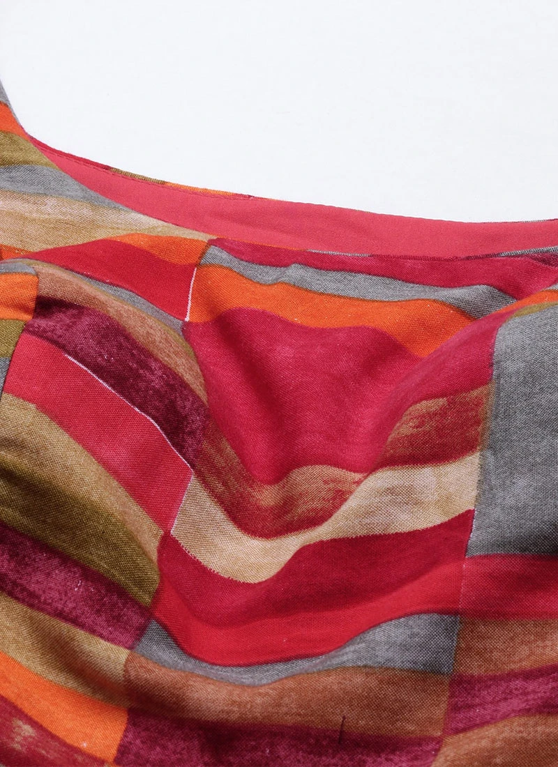 Multicolored N Burgundy Georgette Gathers Dress After Six Wear 7 Multicolored N Burgundy Georgette Gathers Dress After Six Wear - Image 5