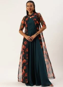 Multicolored Organza Jacket N Teal Blue Dress Festive Wear 12 Multicolored Organza Jacket N Teal Blue Dress Festive Wear -Sari Grace Shop Multicolored Organza Jacket N Teal Blue Dress DRBS02303652 u