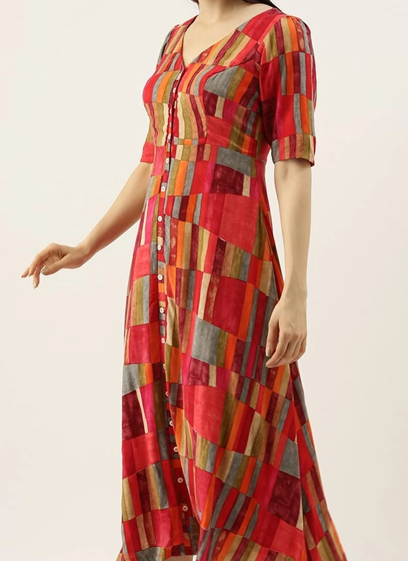 Multicolored Printed A Line Dress After Six Wear 3 Multicolored Printed A Line Dress After Six Wear