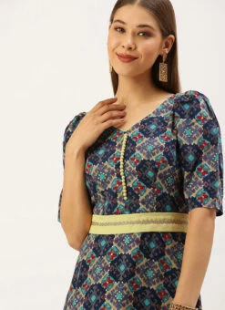 Multicolored Printed A Line Maxi Dress Festive Wear -Sari Grace Shop Multicolored Printed A Line Maxi Dress DRBS02203576 rrc1