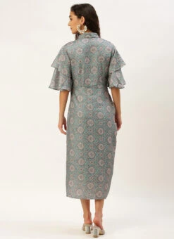 Multicolored Printed Modal Satin Pleated Dress After Six Wear 13 Multicolored Printed Modal Satin Pleated Dress After Six Wear -Sari Grace Shop Multicolored Printed Modal Satin Pleated Dress DRBS02212632 b