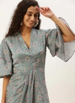 Multicolored Printed Modal Satin Pleated Dress After Six Wear 16 Multicolored Printed Modal Satin Pleated Dress After Six Wear -Sari Grace Shop Multicolored Printed Modal Satin Pleated Dress DRBS02212632 rrc3