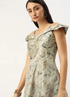 Multicolored Printed Off Shoulder Style Dress Festive Wear 14 Multicolored Printed Off Shoulder Style Dress Festive Wear -Sari Grace Shop Multicolored Printed Off Shoulder Style Dress DRBS02109751 rrc1