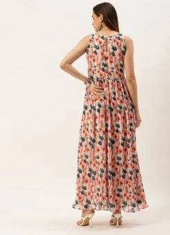 Multicoloured Georgette Pleated Dress After Six Wear Party Wear 13 Multicoloured Georgette Pleated Dress After Six Wear Party Wear -Sari Grace Shop Multicoloured Georgette Pleated Dress DRBS02211036 b