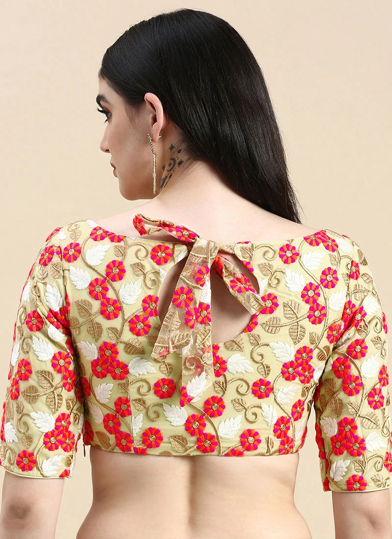 Multicoloured Net Embroidered Blouse Festive Wear 6 Multicoloured Net Embroidered Blouse Festive Wear - Image 4