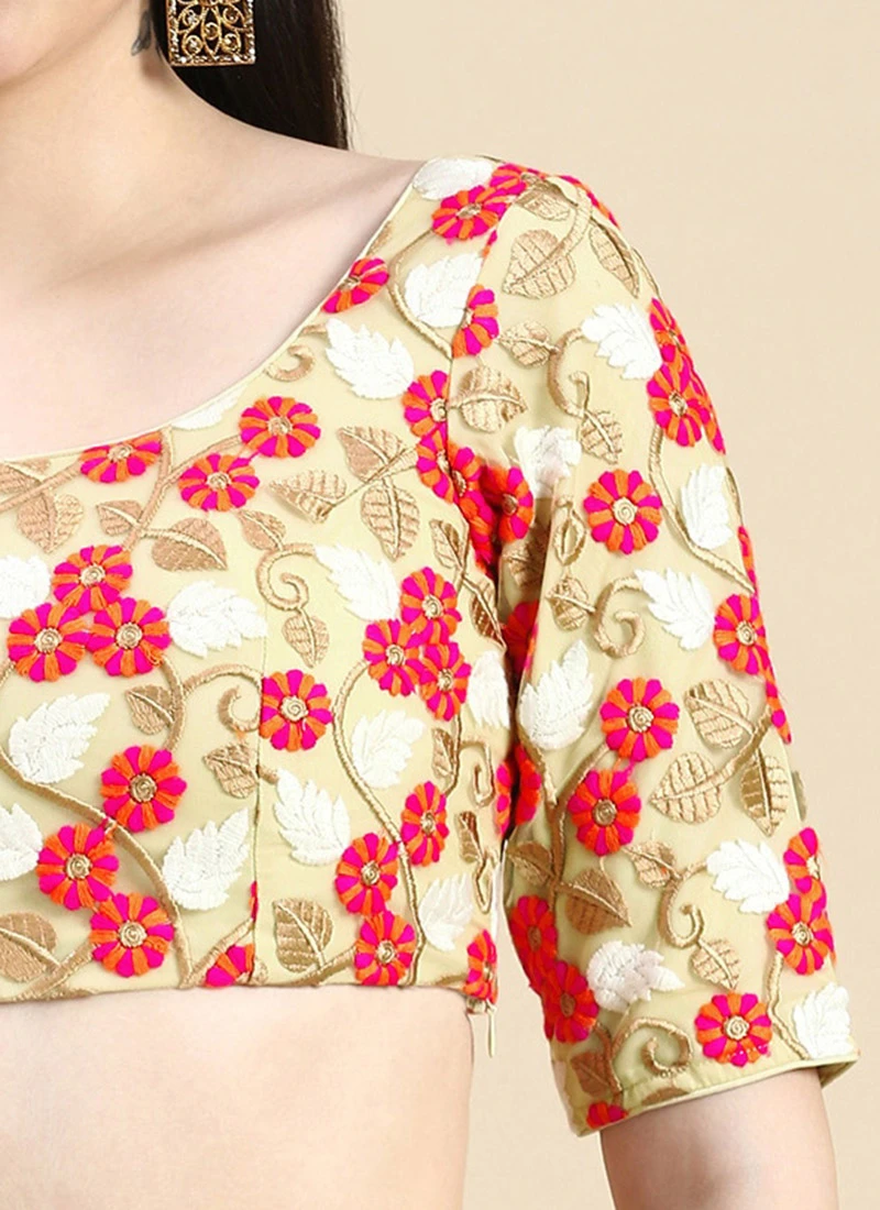 Multicoloured Net Embroidered Blouse Festive Wear 9 Multicoloured Net Embroidered Blouse Festive Wear - Image 7