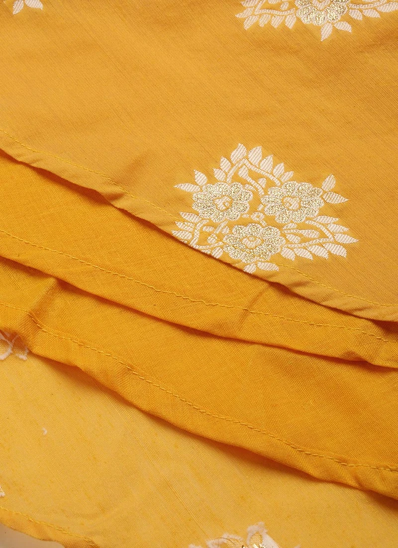 Mustard Art Silk Ruffled Dress Festive Wear 10 Mustard Art Silk Ruffled Dress Festive Wear - Image 8