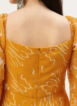 Mustard Digital Print Georgette Maxi Dress After Six Wear 14 Mustard Digital Print Georgette Maxi Dress After Six Wear -Sari Grace Shop Mustard Digital Print Georgette Maxi Dress DRBS02301953 rrc2