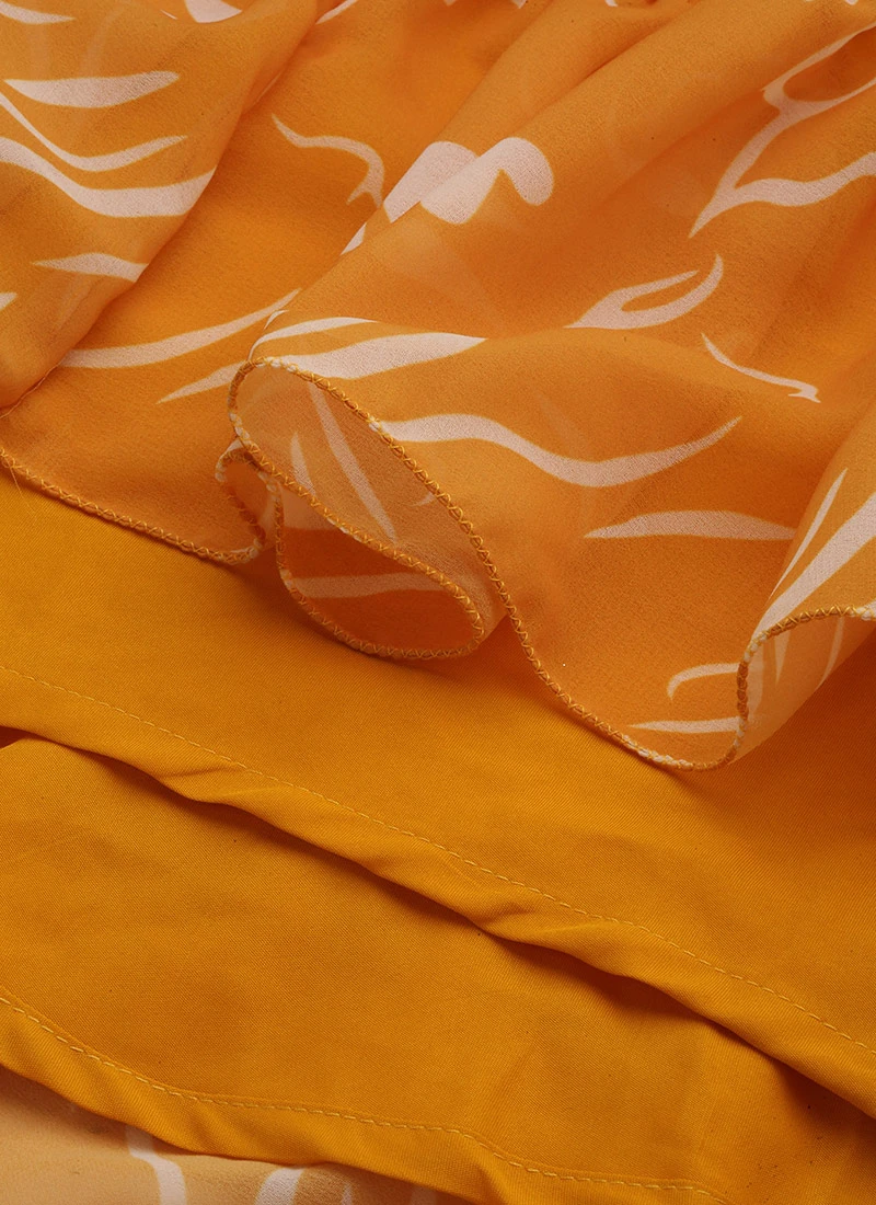 Mustard Digital Print Georgette Maxi Dress After Six Wear 9 Mustard Digital Print Georgette Maxi Dress After Six Wear - Image 7