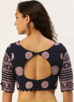 Navy Blue Georgette Embroidered Blouse Festive Wear 13 Navy Blue Georgette Embroidered Blouse Festive Wear -Sari Grace Shop Navy Blue Georgette Embroidered Blouse BLBS02305203 b