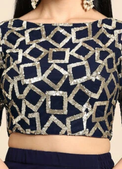 Navy Blue Sequins Net Cold Shoulder Blouse Festive Wear 17 Navy Blue Sequins Net Cold Shoulder Blouse Festive Wear -Sari Grace Shop Navy Blue Sequins Net Cold Shoulder Blouse BLBS02303764 rrc4