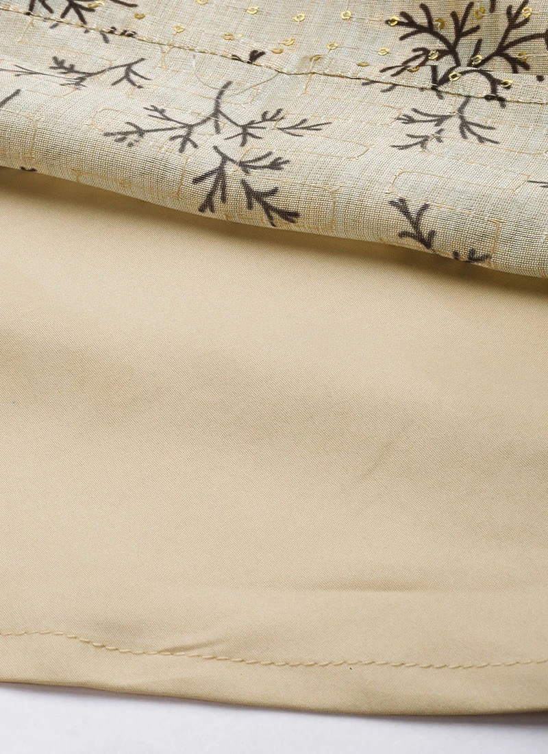 Off White Art Silk Gathered Flare Dress Festive Wear 9 Off White Art Silk Gathered Flare Dress Festive Wear - Image 7