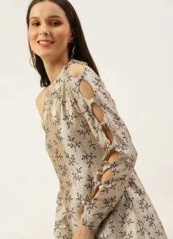 Off White Art Silk Printed Dress After Six Wear 15 Off White Art Silk Printed Dress After Six Wear -Sari Grace Shop Off White Art Silk Printed Dress DRBS02205900 rrc2