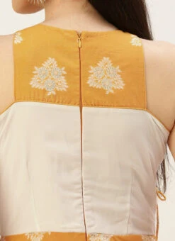 Off White N Mustard Jacquard Maxi Dress Festive Wear 15 Off White N Mustard Jacquard Maxi Dress Festive Wear -Sari Grace Shop Off White N mustard Jacquard Maxi Dress DRBS02210940 rrc2