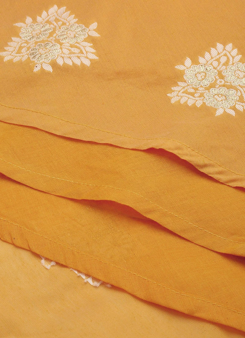 Off White N Mustard Jacquard Maxi Dress Festive Wear 10 Off White N Mustard Jacquard Maxi Dress Festive Wear - Image 8