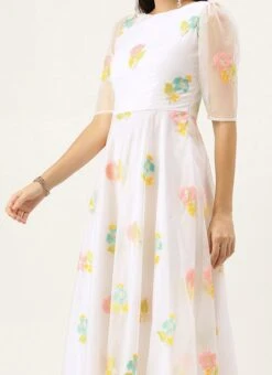 Off White Organza Ankle Length Dress After Six Wear