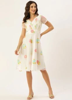 Off White Pleated Yoke Organza Dress After Six Wear 11 Off White Pleated Yoke Organza Dress After Six Wear -Sari Grace Shop Off White Pleated Yoke Organza Dress DRBS02110893 u