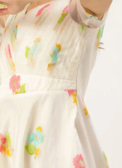 Off White Pleated Yoke Organza Dress After Six Wear 15 Off White Pleated Yoke Organza Dress After Six Wear -Sari Grace Shop Off White Pleated Yoke Organza Dress DRBS02110893 rrc3