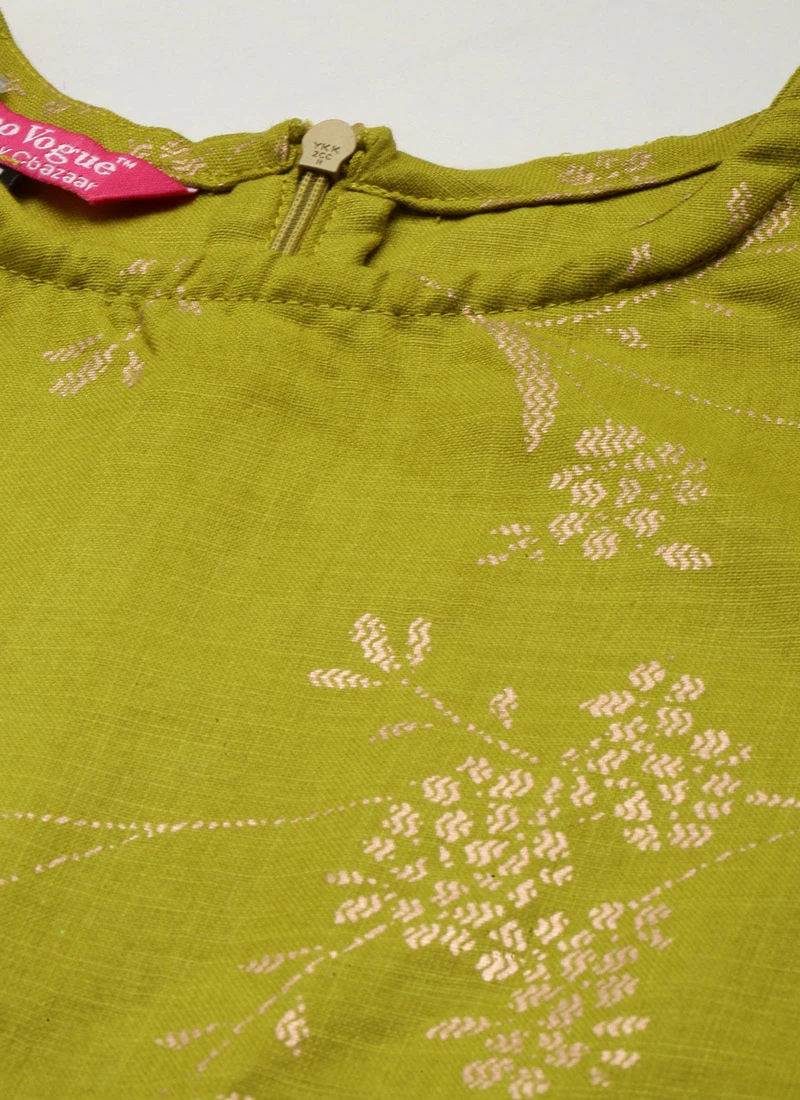 Olive Green Rayon Print Dress After Six Wear 7 Olive Green Rayon Print Dress After Six Wear - Image 5