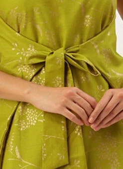 Olive Green Rayon Print Dress After Six Wear 16 Olive Green Rayon Print Dress After Six Wear -Sari Grace Shop Olive Green Rayon Print Dress DRBS02212506 rrc3