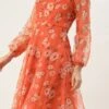 Orange Digital Printed Organza Dress After Six Wear 2 Orange Digital Printed Organza Dress After Six Wear -Sari Grace Shop Orange Digital Printed Organza Dress DRBS02303873 l