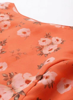Orange Digital Printed Organza Dress After Six Wear 14 Orange Digital Printed Organza Dress After Six Wear -Sari Grace Shop Orange Digital Printed Organza Dress DRBS02303873 rrc1