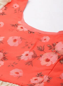 Orange N Off White Printed Dress Festive Wear 14 Orange N Off White Printed Dress Festive Wear -Sari Grace Shop Orange N Off White Printed Dress DRBS02303892 rrc1