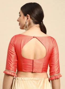 Peach Art Silk Blouse Festive Wear 12 Peach Art Silk Blouse Festive Wear -Sari Grace Shop Peach Art Silk Blouse BLBS02304991 b