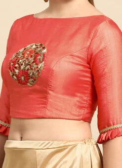 Peach Art Silk Blouse Festive Wear