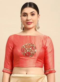 Peach Art Silk Blouse Festive Wear 11 Peach Art Silk Blouse Festive Wear -Sari Grace Shop Peach Art Silk Blouse BLBS02304991 u