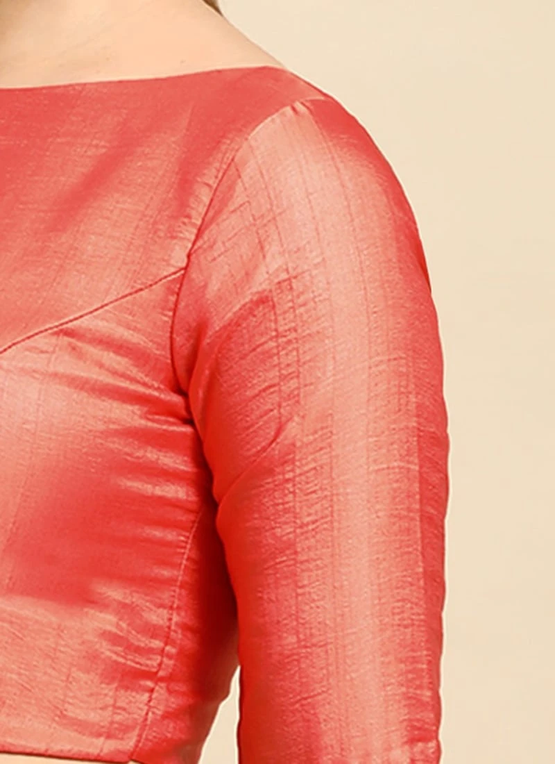 Peach Art Silk Blouse Festive Wear 8 Peach Art Silk Blouse Festive Wear - Image 7