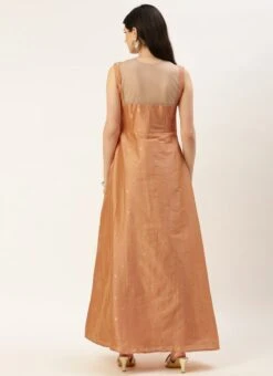 Peach Art Silk Jacquard Dress Festive Wear 11 Peach Art Silk Jacquard Dress Festive Wear -Sari Grace Shop Peach Art Silk Jacquard Dress DRBS02212489 b