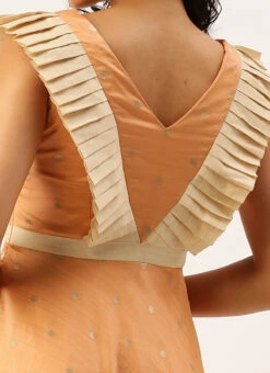 Peach Art Silk Jacquard Ruffled Dress Festive Wear 15 Peach Art Silk Jacquard Ruffled Dress Festive Wear -Sari Grace Shop Peach Art Silk Jacquard Ruffled Dress DRBS02211144 rrc2