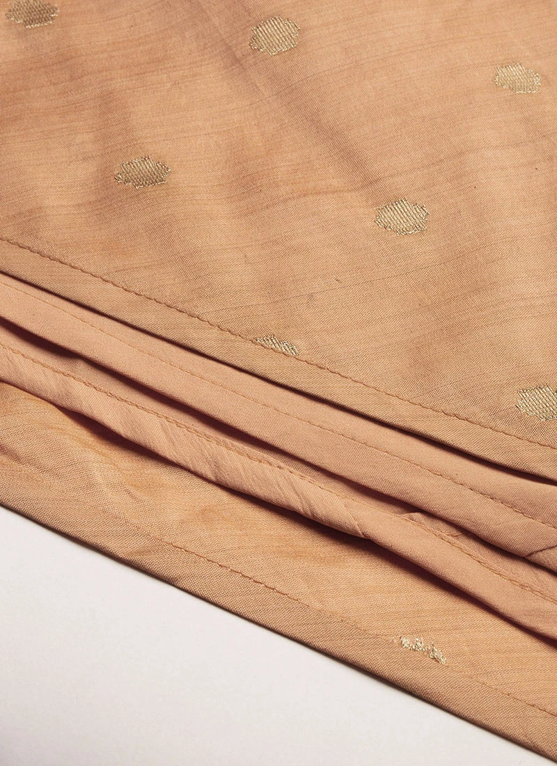 Peach Art Silk Jacquard Ruffled Dress Festive Wear 10 Peach Art Silk Jacquard Ruffled Dress Festive Wear - Image 8