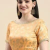 Peach Brocade Half Sleeve Blouse Festive Wear Wedding Wear -Sari Grace Shop Peach Brocade Half Sleeve Blouse BLBS02210826 l