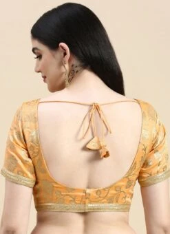 Peach Brocade Half Sleeve Blouse Festive Wear 15 Peach Brocade Half Sleeve Blouse Festive Wear -Sari Grace Shop Peach Brocade Half Sleeve Blouse BLBS02210826 rrc2 1
