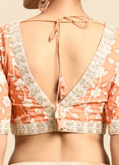 Peach Embroidered Georgette Blouse Festive Wear 15 Peach Embroidered Georgette Blouse Festive Wear -Sari Grace Shop Peach Embroidered Georgette Blouse BLBS02305185 rrc2