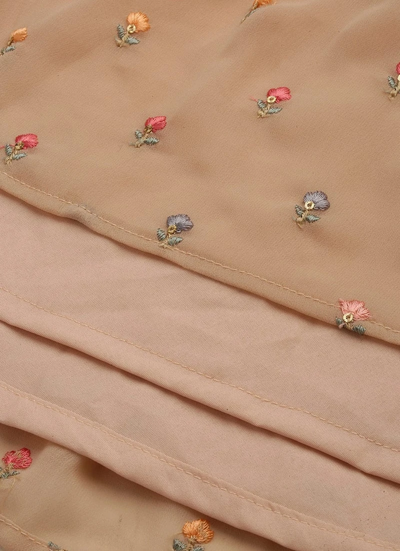 Peach Embroidered Georgette Dress Festive Wear 9 Peach Embroidered Georgette Dress Festive Wear - Image 7