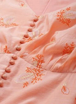 Peach Foil Printed A Line Dress After Six Wear 14 Peach Foil Printed A Line Dress After Six Wear -Sari Grace Shop Peach Foil Printed A Line Dress DRBS02209710 rrc1