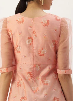 Peach Foil Printed A Line Dress After Six Wear 15 Peach Foil Printed A Line Dress After Six Wear -Sari Grace Shop Peach Foil Printed A Line Dress DRBS02209710 rrc2