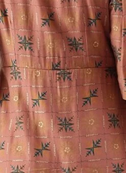 Peach Foil Printed A Line Dress Work Wear -Sari Grace Shop Peach Foil Printed A line Dress DRBS02111070 rrc2 1