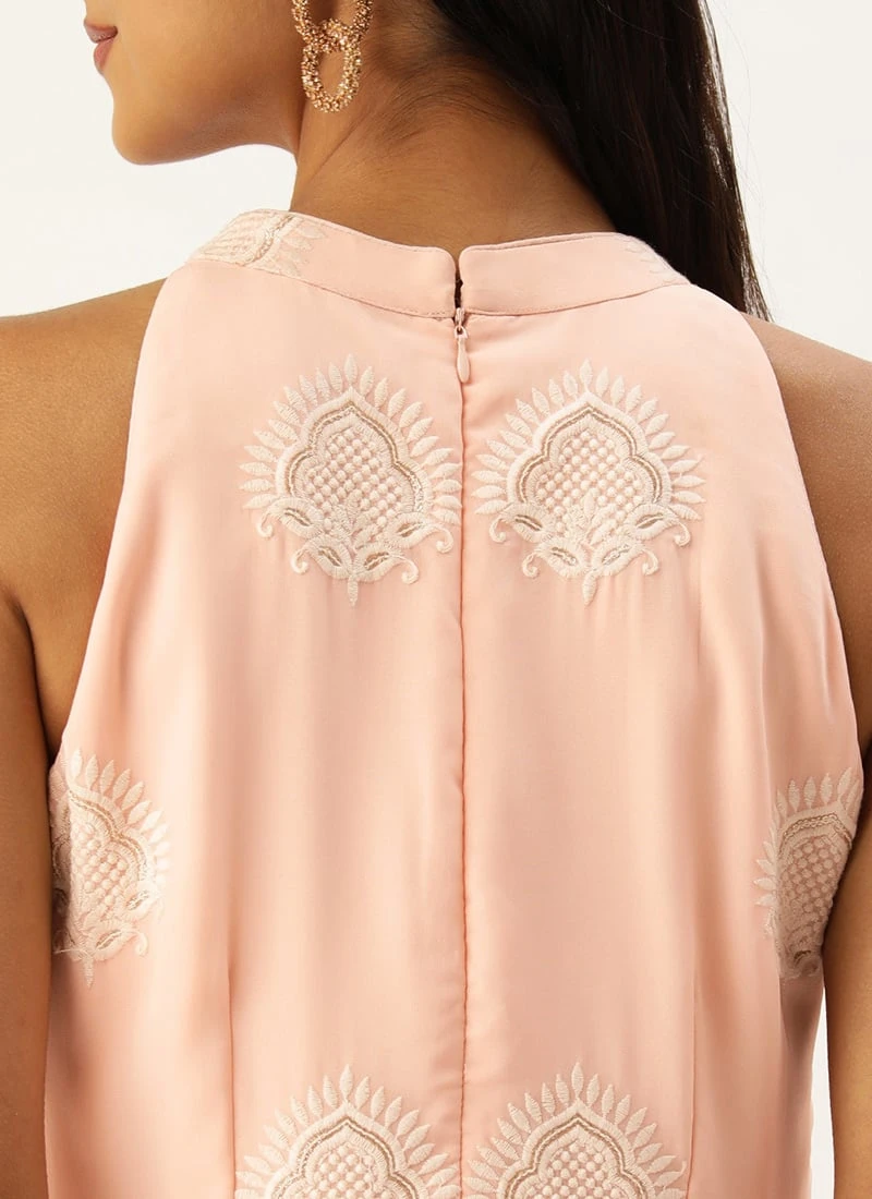 Peach Georgette Embroidered Dress Festive Wear 7 Peach Georgette Embroidered Dress Festive Wear - Image 6