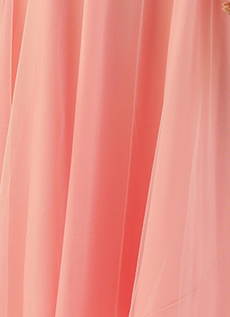 Peach N Pink Embroidered Dress Party Wear 9 Peach N Pink Embroidered Dress Party Wear - Image 7