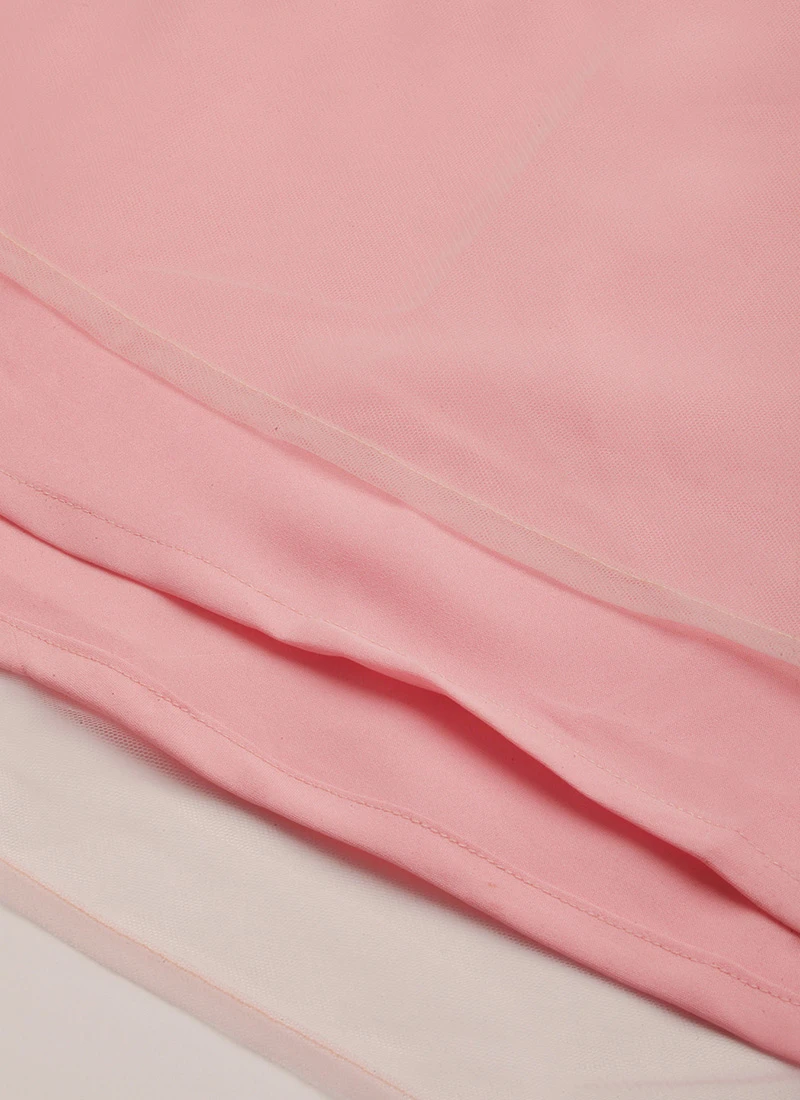 Peach N Pink Embroidered Dress Party Wear 10 Peach N Pink Embroidered Dress Party Wear - Image 8