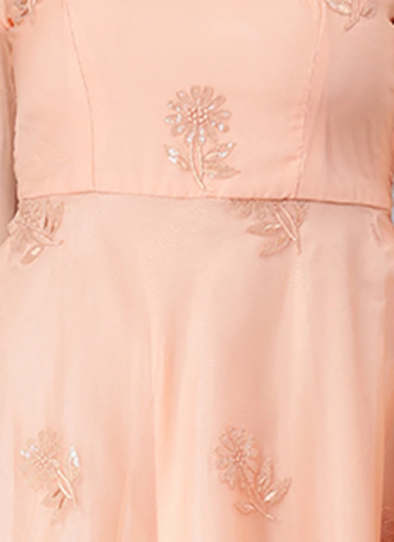 Peach Organza Embroidered Midi Dress After Six Wear 9 Peach Organza Embroidered Midi Dress After Six Wear - Image 7