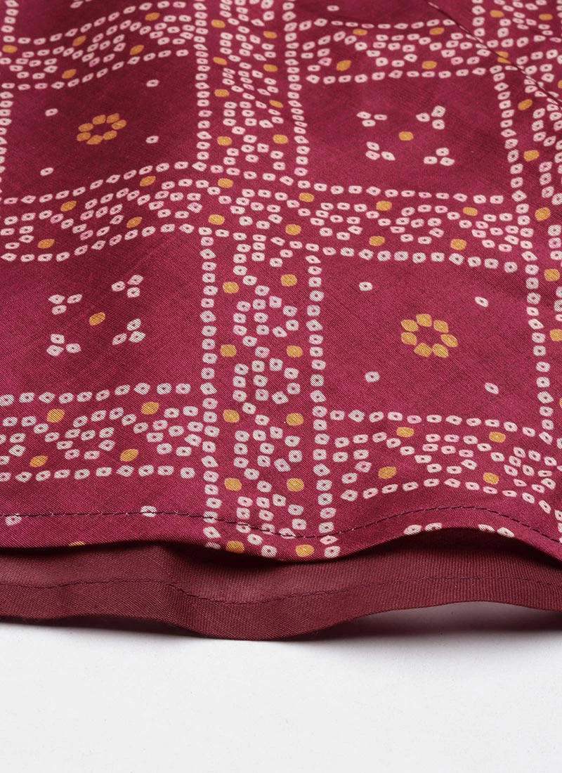 Pink Art Silk Digital Printed Off Shoulder Dress Festive Wear 10 Pink Art Silk Digital Printed Off Shoulder Dress Festive Wear - Image 8