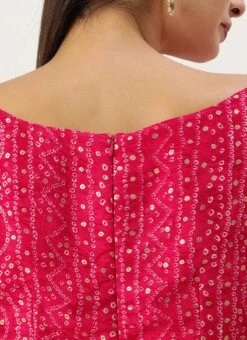 Pink Bandhani Printed Rayon Dress Festive Wear -Sari Grace Shop Pink Bandhani Printed Rayon Dress DRBS02302261 rrc2