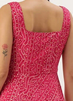 Pink Bandhani Printed Rayon Strap Neck Dress Festive Wear 15 Pink Bandhani Printed Rayon Strap Neck Dress Festive Wear -Sari Grace Shop Pink Bandhani Printed Rayon Strap Neck Dress DRBS02303755 rrc2