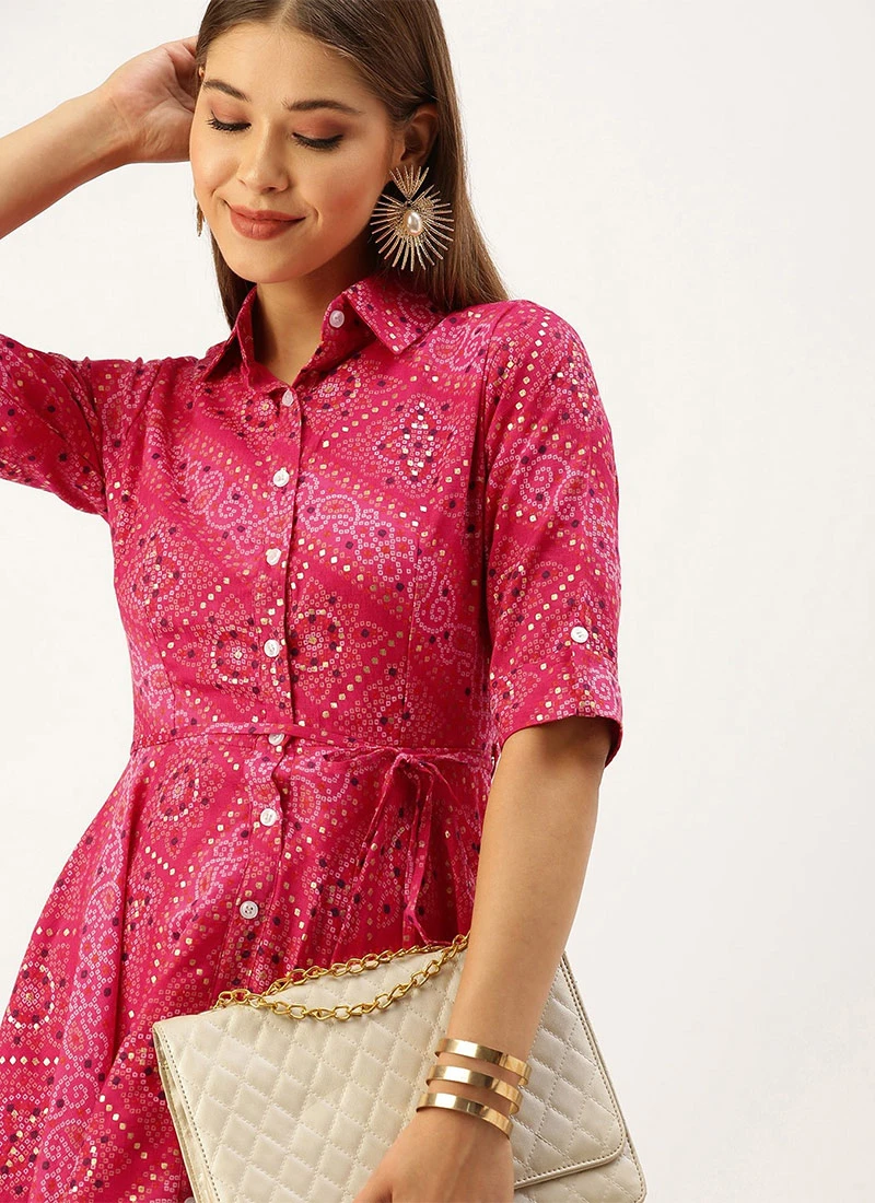 Pink Chanderi Art Silk Handkerchief Style Dress Festive Wear After Six Wear 7 Pink Chanderi Art Silk Handkerchief Style Dress Festive Wear After Six Wear - Image 5